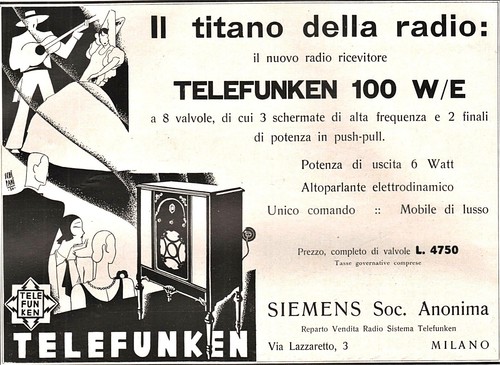 Pubblicita 1930 telefunken - pubblicita',
